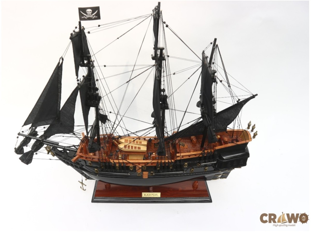 BLACK PEARL WOODEN SHIP MODEL 15.7" - PIRATE SHIP
